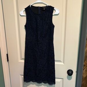 Banana Republic Navy Sleeveless Lace Dress